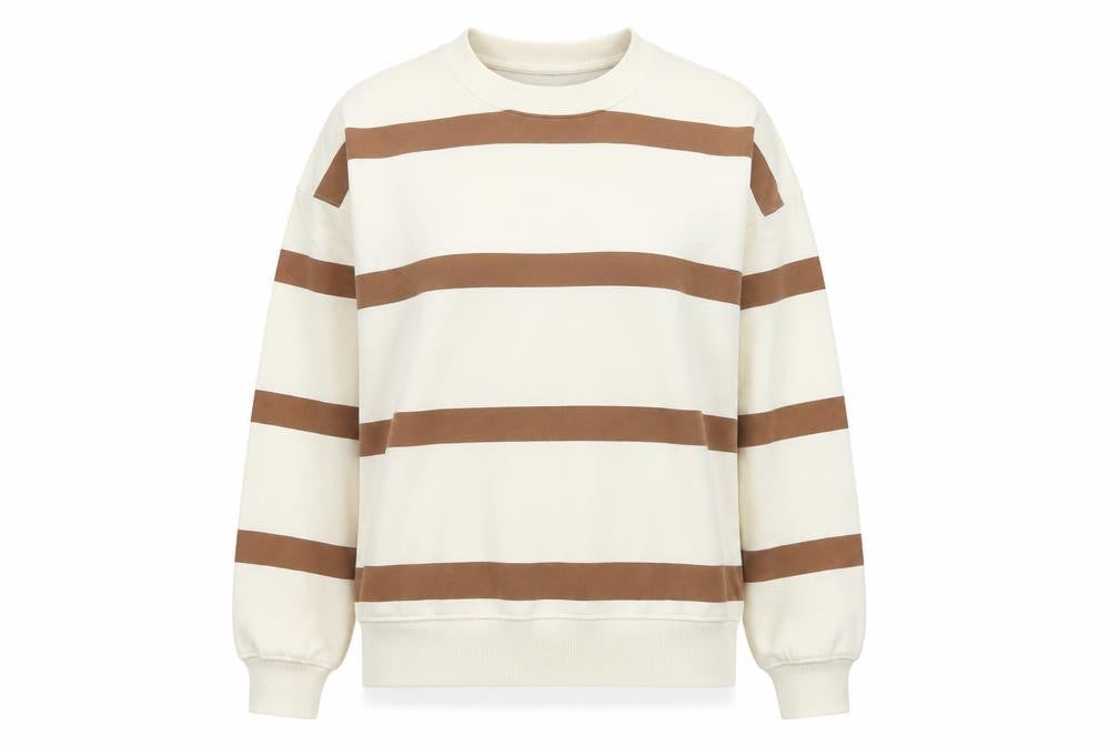 Marks & Spencer Women’s Ivory Brown Striped Pullover Sweatshirt M