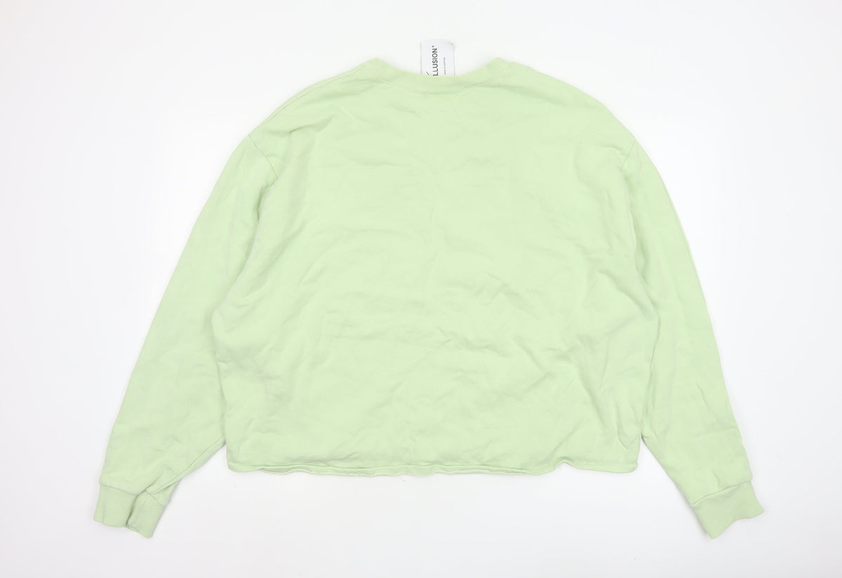 Collusion Women Green 3XL Oversized Crew Neck Cotton Sweatshirt