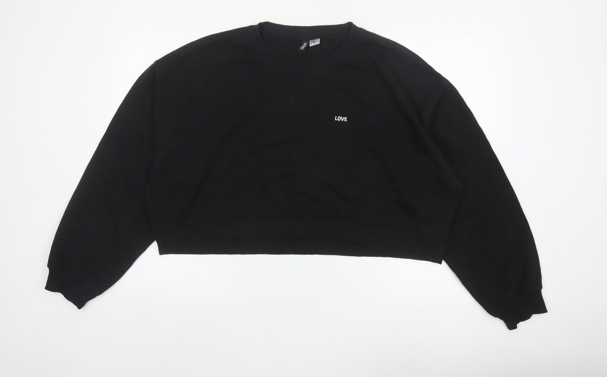 H&M Unisex Black UK 26 Love Print Crew Neck Pullover Sweatshirt