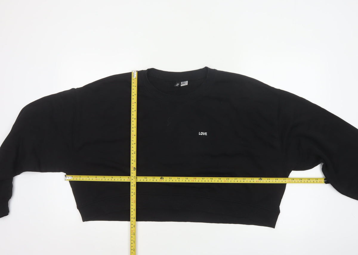 H&M Unisex Black UK 26 Love Print Crew Neck Pullover Sweatshirt