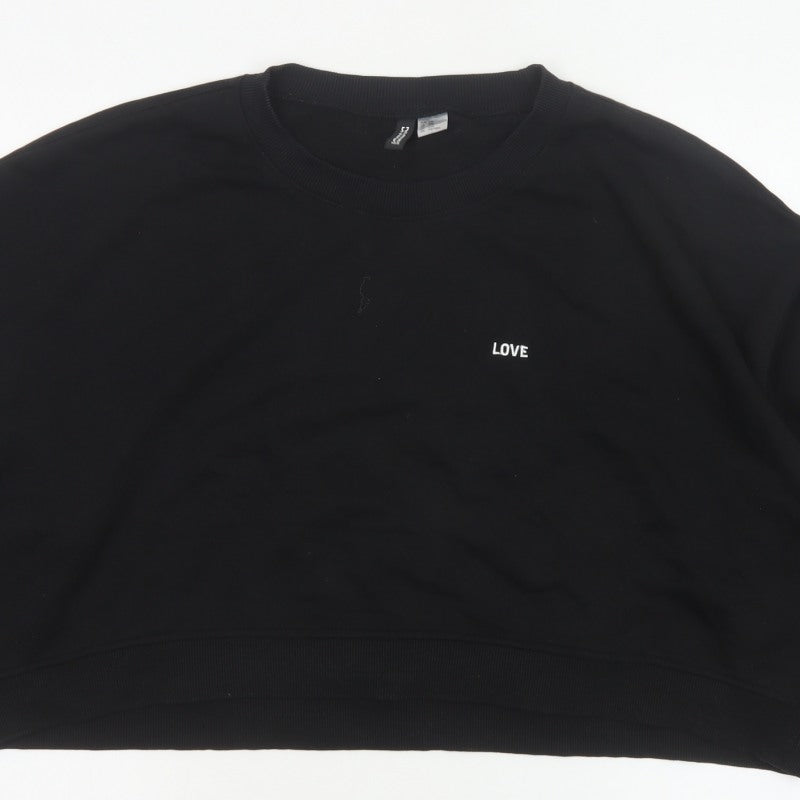 H&M Unisex Black UK 26 Love Print Crew Neck Pullover Sweatshirt