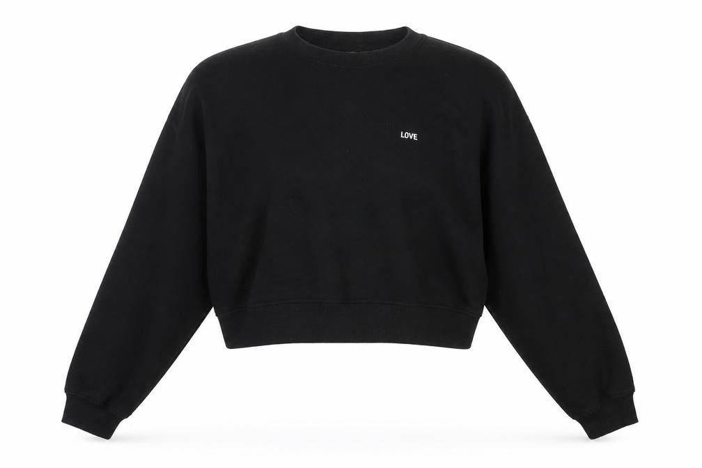H&M Unisex Black UK 26 Love Print Crew Neck Pullover Sweatshirt