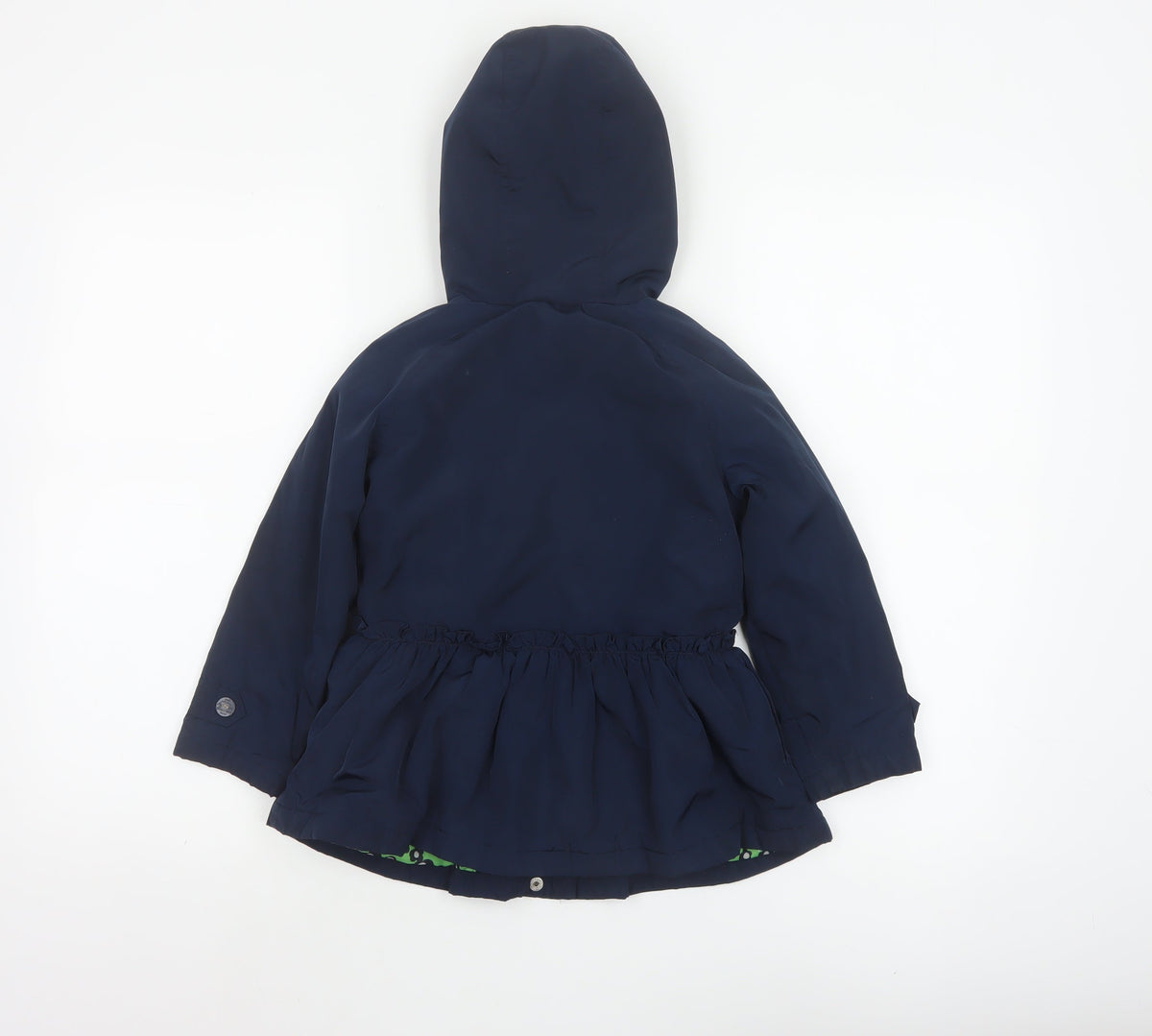 Next Girls Blue Hooded Button Coat 5 Years Floral Lining
