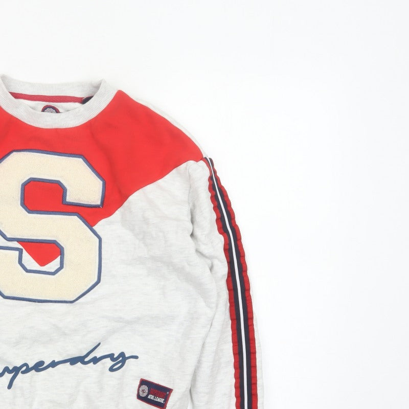 Superdry Women’s Grey S Varsity College Logo Pullover Sweatshirt