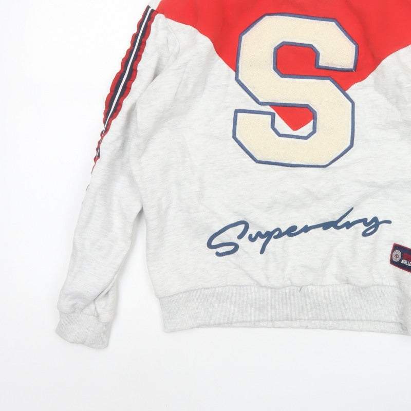 Superdry Women’s Grey S Varsity College Logo Pullover Sweatshirt