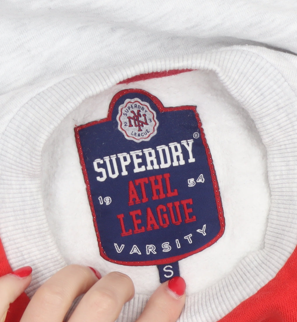 Superdry Women’s Grey S Varsity College Logo Pullover Sweatshirt