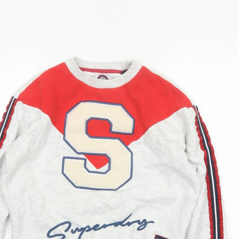 Superdry Women’s Grey S Varsity College Logo Pullover Sweatshirt