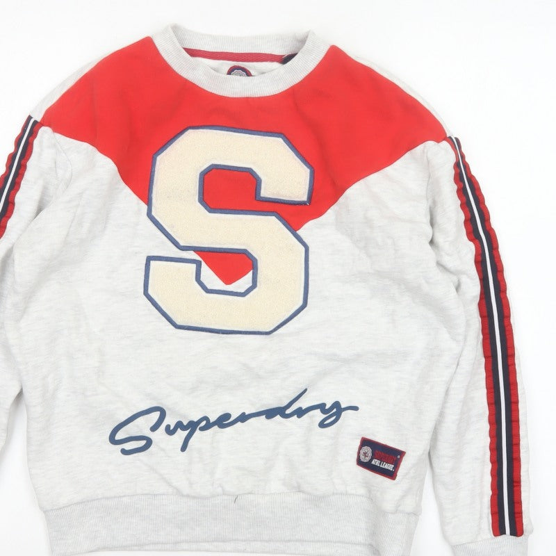 Superdry Women’s Grey S Varsity College Logo Pullover Sweatshirt