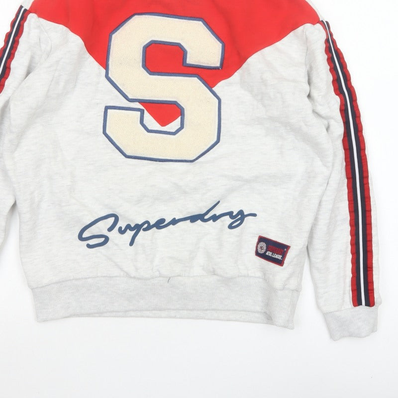 Superdry Women’s Grey S Varsity College Logo Pullover Sweatshirt