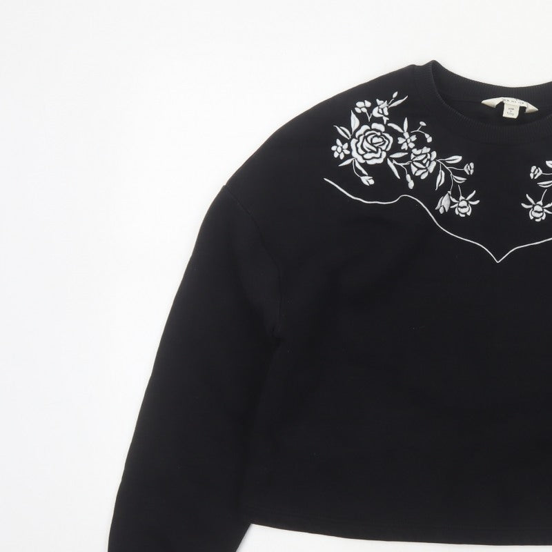 Miss Selfridge Women’s Black UK 10 Floral Embroidered Pullover Sweatshirt