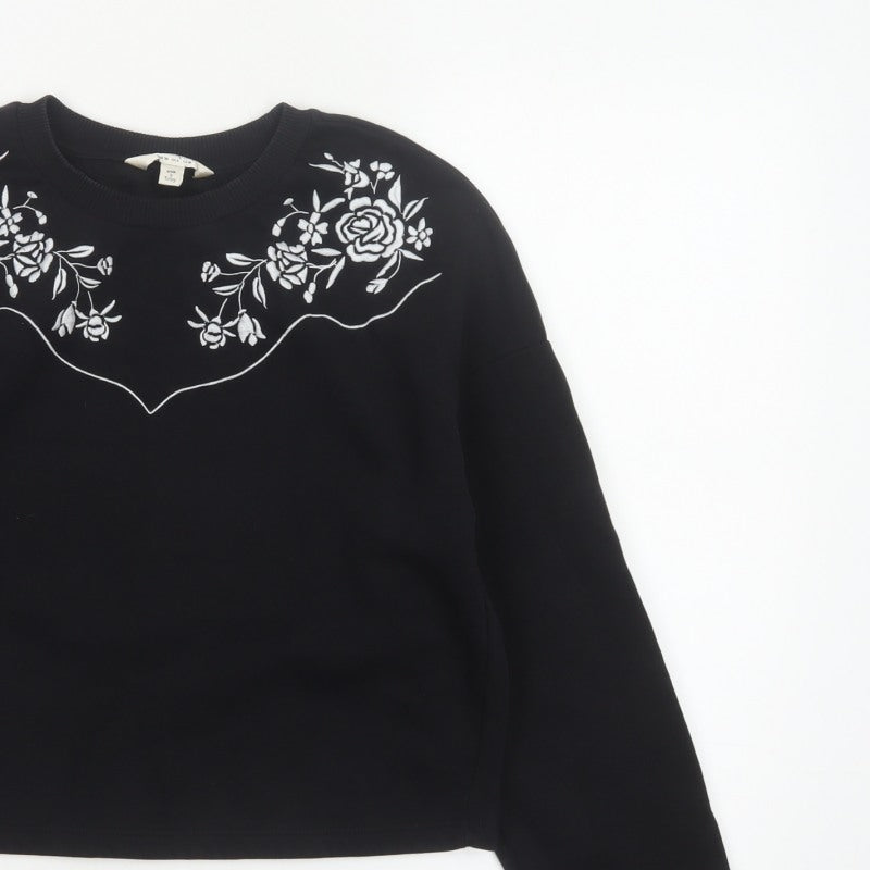 Miss Selfridge Women’s Black UK 10 Floral Embroidered Pullover Sweatshirt