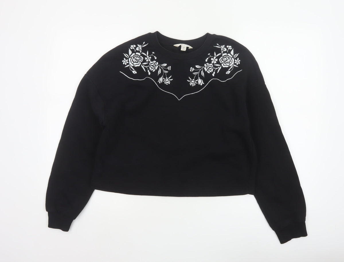 Miss Selfridge Women’s Black UK 10 Floral Embroidered Pullover Sweatshirt