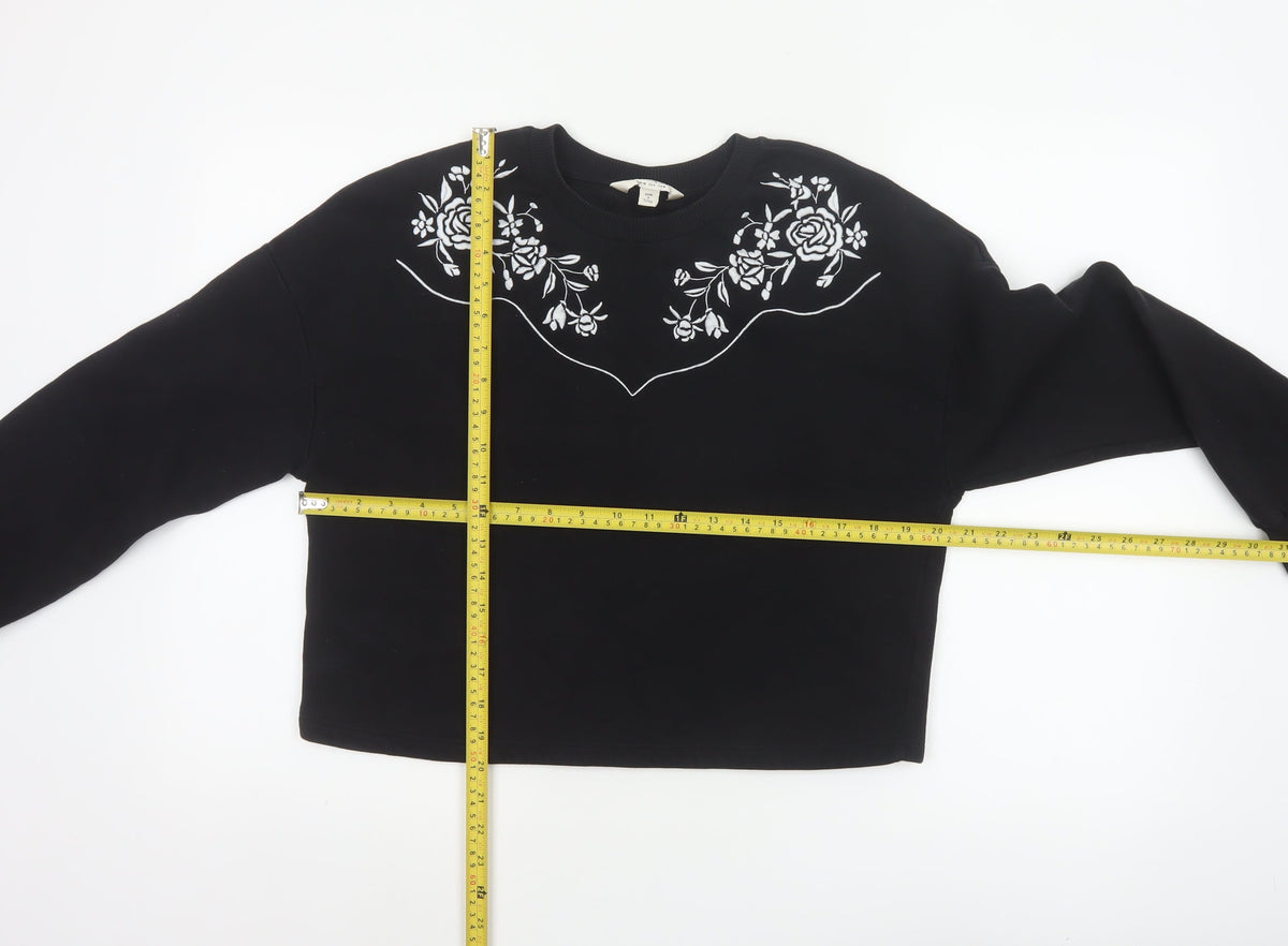 Miss Selfridge Women’s Black UK 10 Floral Embroidered Pullover Sweatshirt