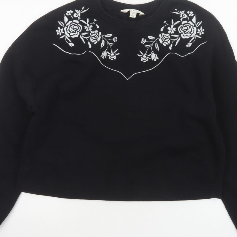 Miss Selfridge Women’s Black UK 10 Floral Embroidered Pullover Sweatshirt