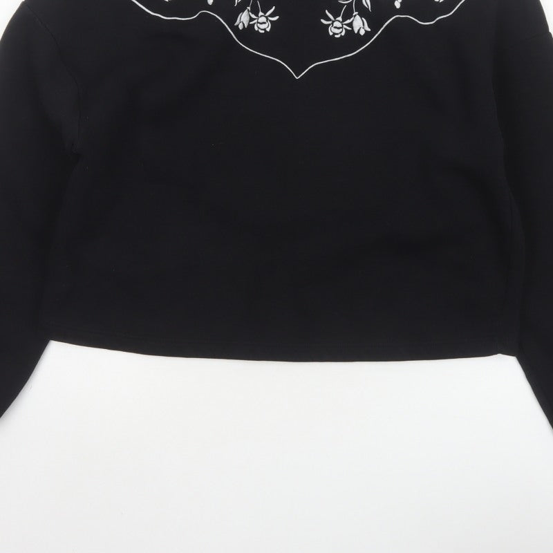 Miss Selfridge Women’s Black UK 10 Floral Embroidered Pullover Sweatshirt