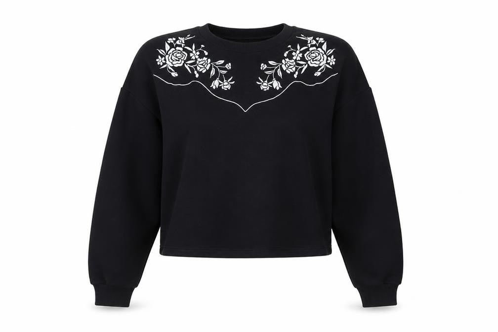 Miss Selfridge Women’s Black UK 10 Floral Embroidered Pullover Sweatshirt
