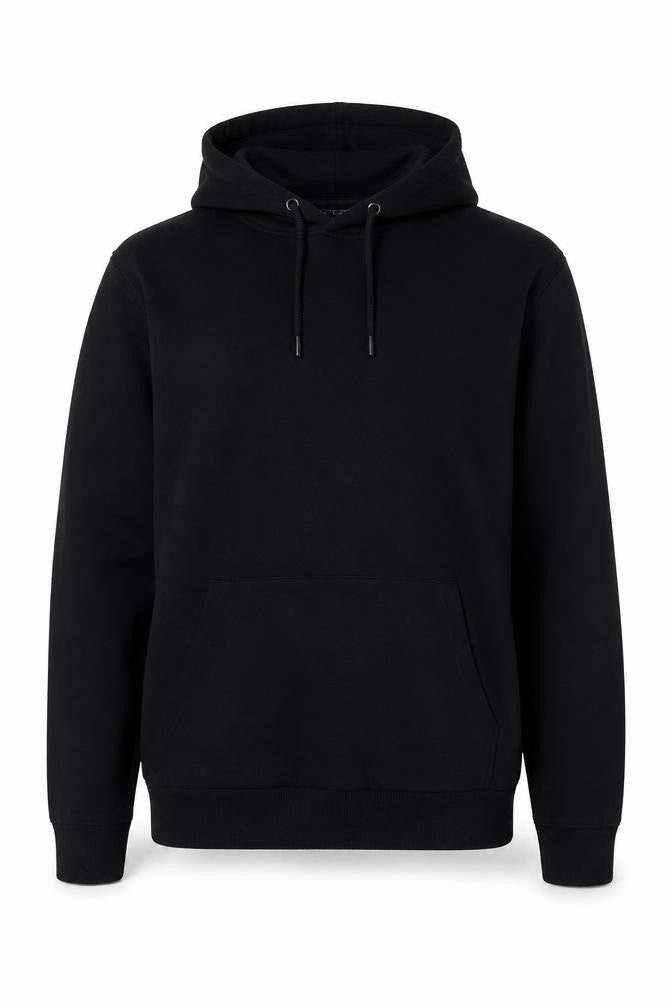 ASOS Design Men Black S Pullover Hoodie Drawstring Pocket Cotton