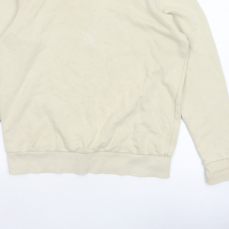 Reebok Men’s Ivory L Crew Neck Logo Pullover Sweatshirt