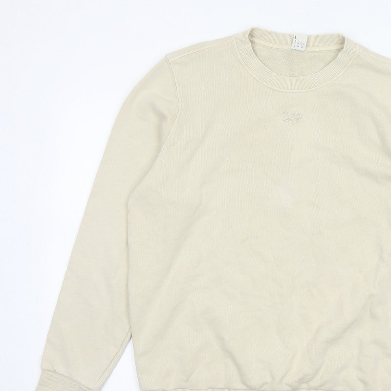 Reebok Men’s Ivory L Crew Neck Logo Pullover Sweatshirt
