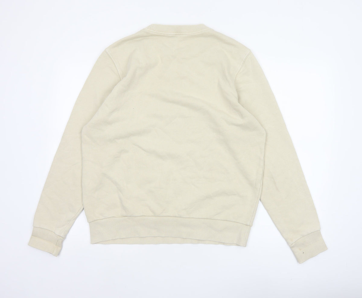 Reebok Men’s Ivory L Crew Neck Logo Pullover Sweatshirt