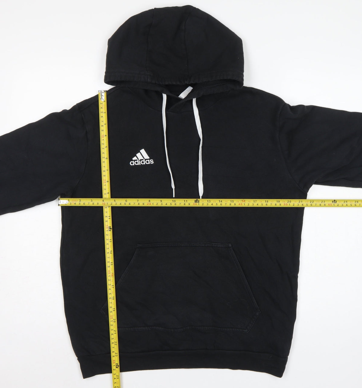 adidas Men’s Black S Pullover Hoodie Logo Drawstring Sports