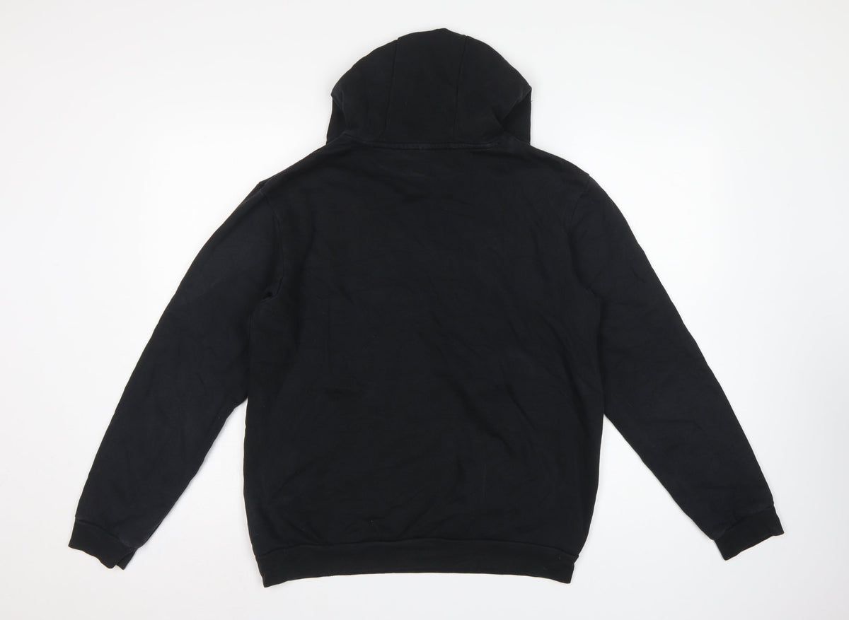 adidas Men’s Black S Pullover Hoodie Logo Drawstring Sports
