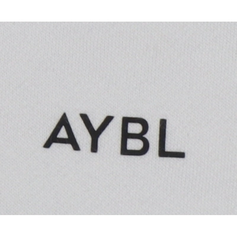 AYBL Women White Large Full Zip Hooded Cropped Hoodie Cotton Blend