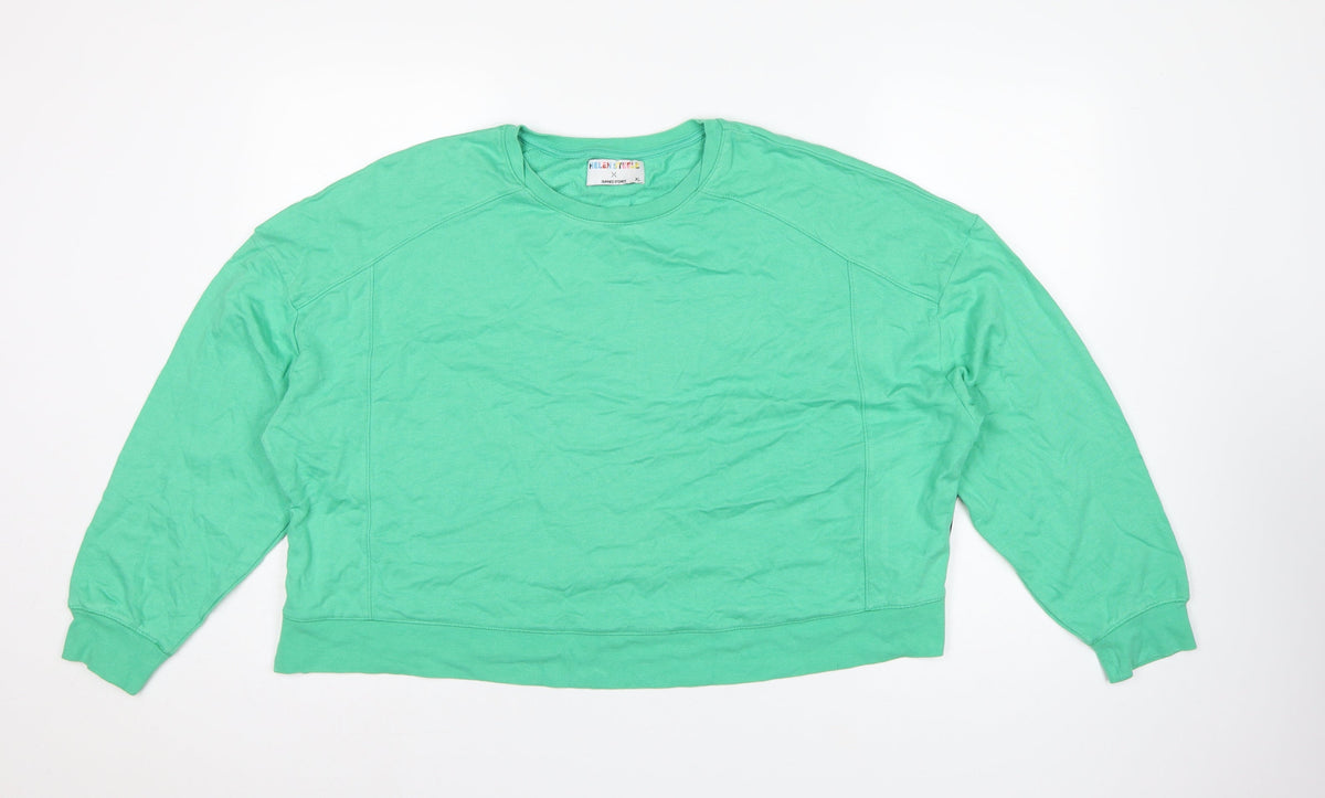 Helen Steele Women Green XL Raglan Crew Neck Pullover Sweatshirt