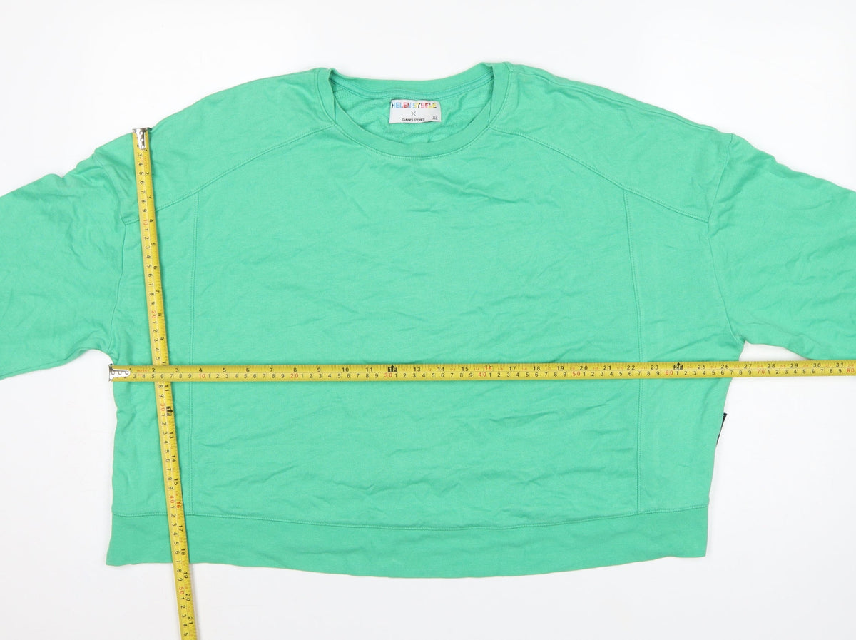 Helen Steele Women Green XL Raglan Crew Neck Pullover Sweatshirt