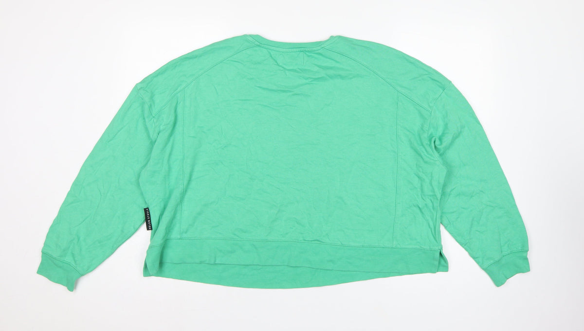 Helen Steele Women Green XL Raglan Crew Neck Pullover Sweatshirt