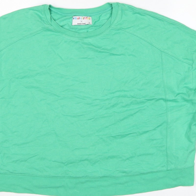 Helen Steele Women Green XL Raglan Crew Neck Pullover Sweatshirt