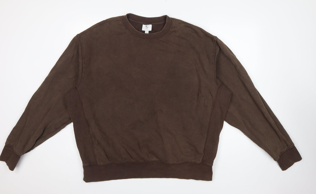 H&M Women’s Brown 2XL Oversized Fit Crew Neck Cotton Sweatshirt