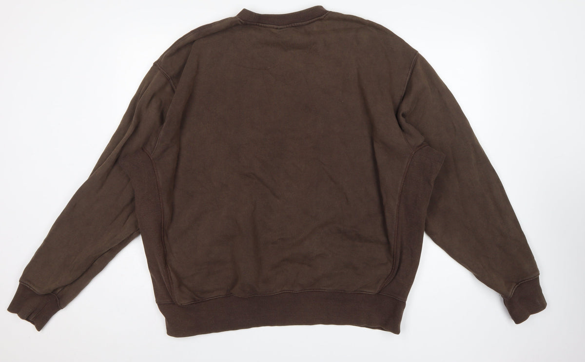 H&M Women’s Brown 2XL Oversized Fit Crew Neck Cotton Sweatshirt