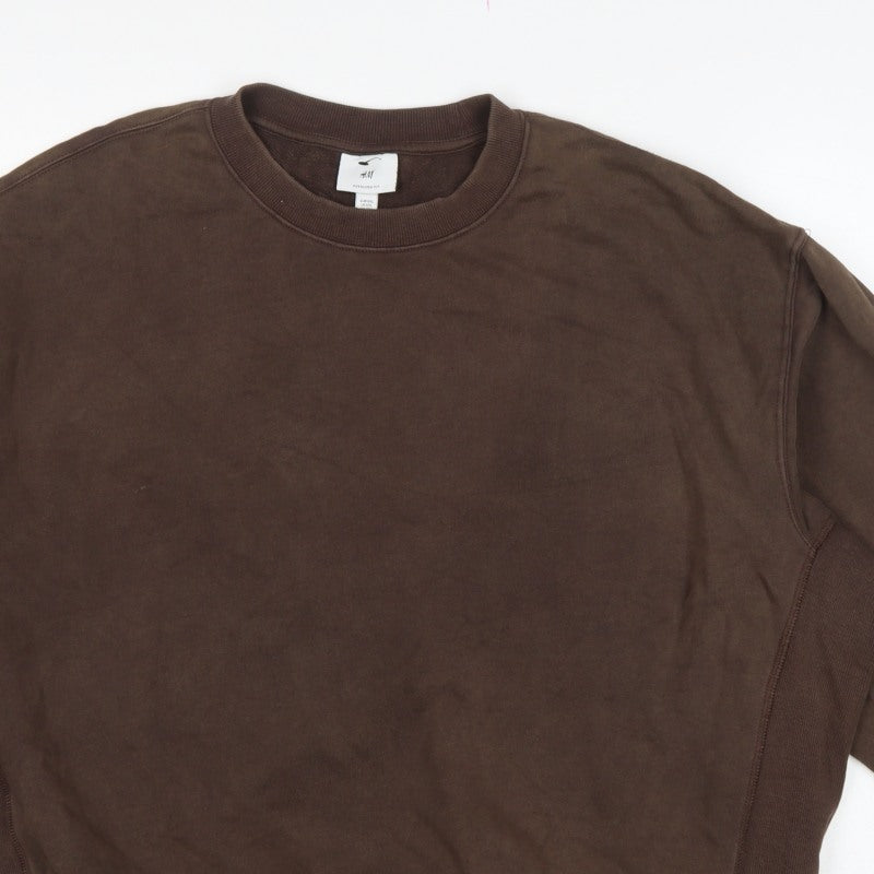 H&M Women’s Brown 2XL Oversized Fit Crew Neck Cotton Sweatshirt