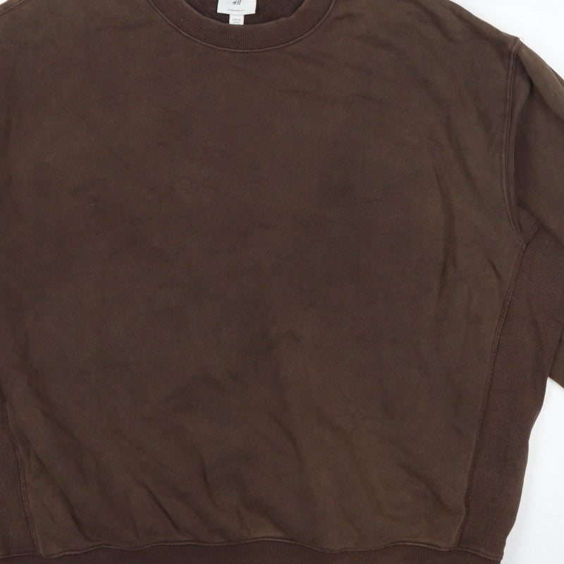 H&M Women’s Brown 2XL Oversized Fit Crew Neck Cotton Sweatshirt