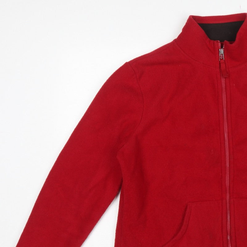 M&Co Women’s Red M Fleece Full Zip Collared Jacket