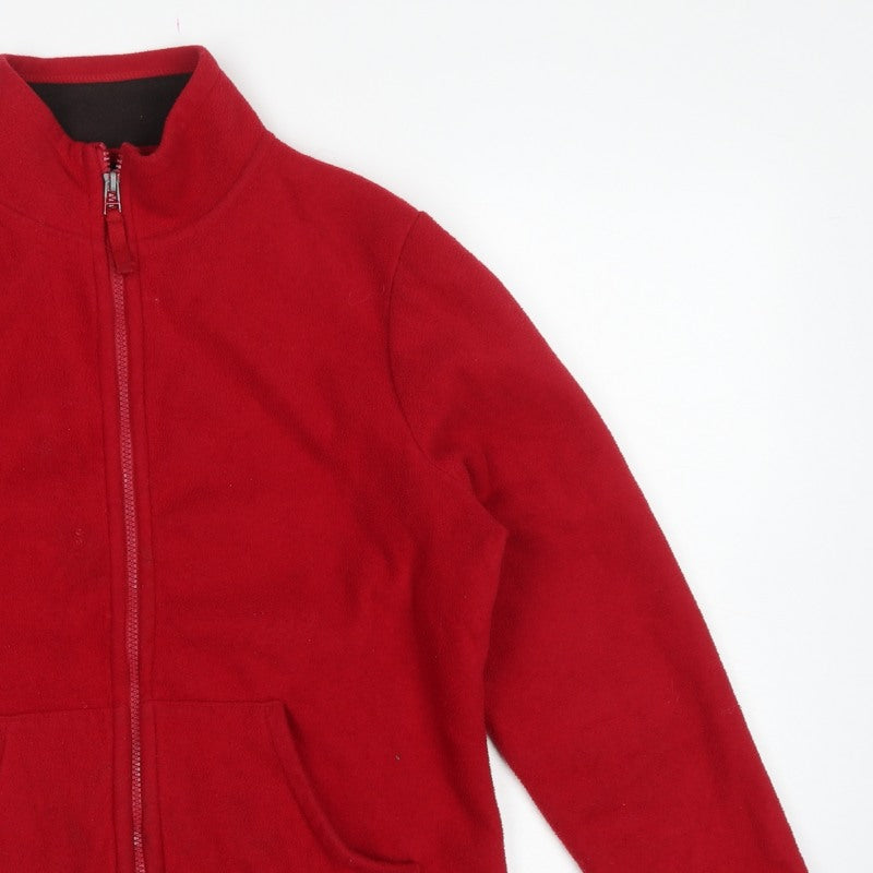 M&Co Women’s Red M Fleece Full Zip Collared Jacket