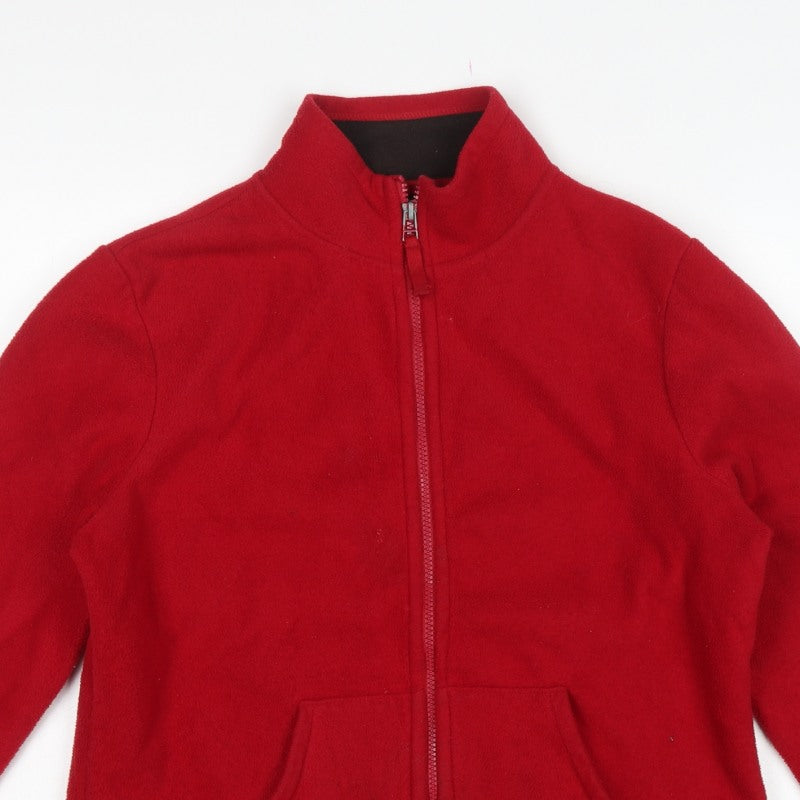 M&Co Women’s Red M Fleece Full Zip Collared Jacket