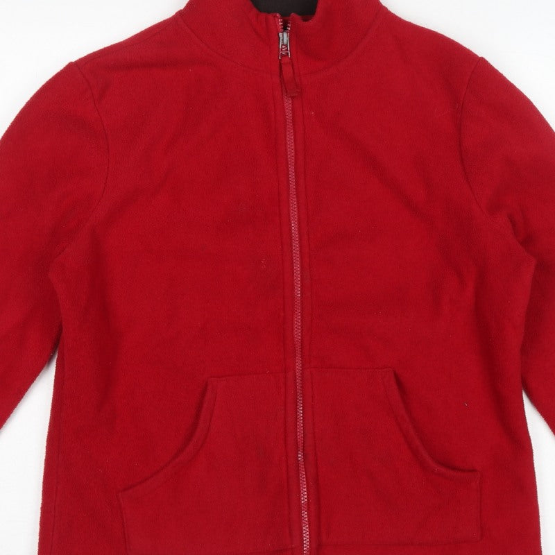 M&Co Women’s Red M Fleece Full Zip Collared Jacket