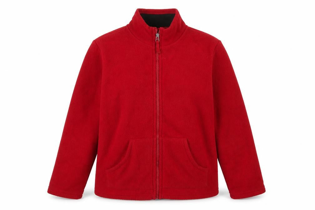 M&Co Women’s Red M Fleece Full Zip Collared Jacket