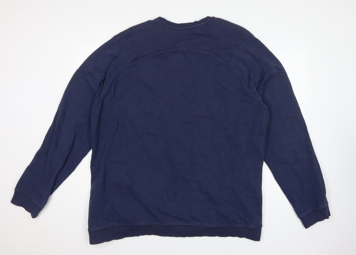 Next Active Men’s Blue 2XL Crew Neck Pullover Sweatshirt Zip Pockets