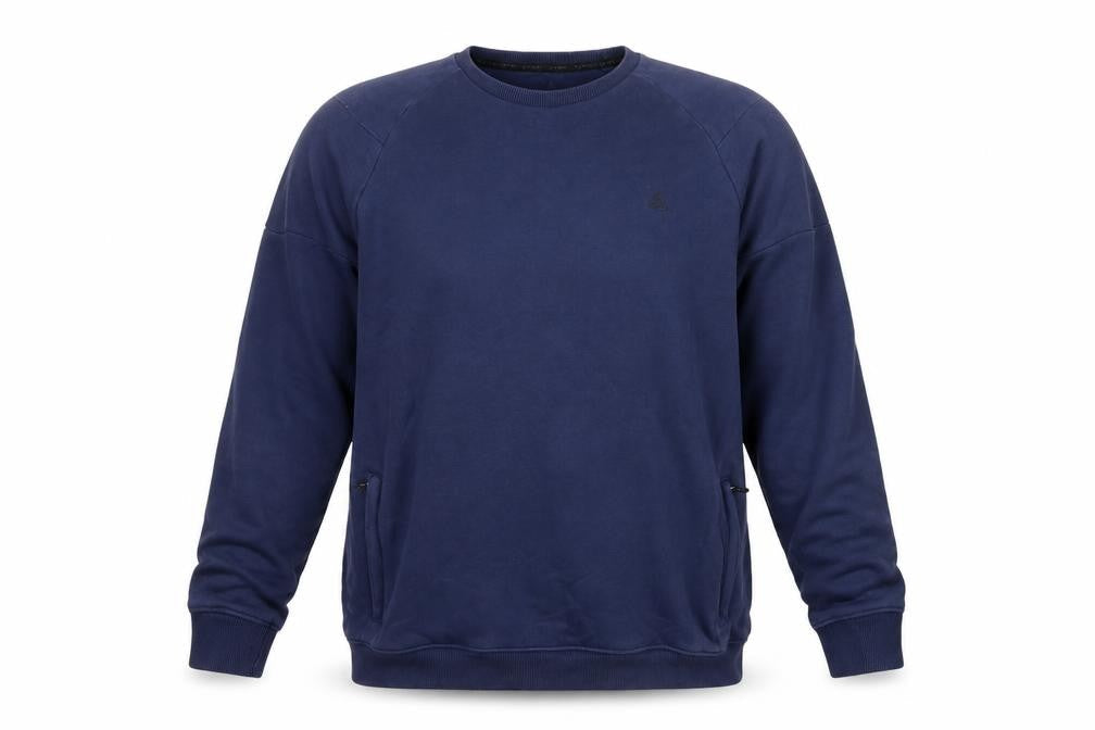 Next Active Men’s Blue 2XL Crew Neck Pullover Sweatshirt Zip Pockets