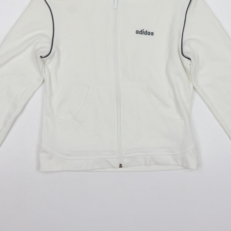 Adidas Women’s White UK 12 Full Zip Hooded Fleece Hoodie