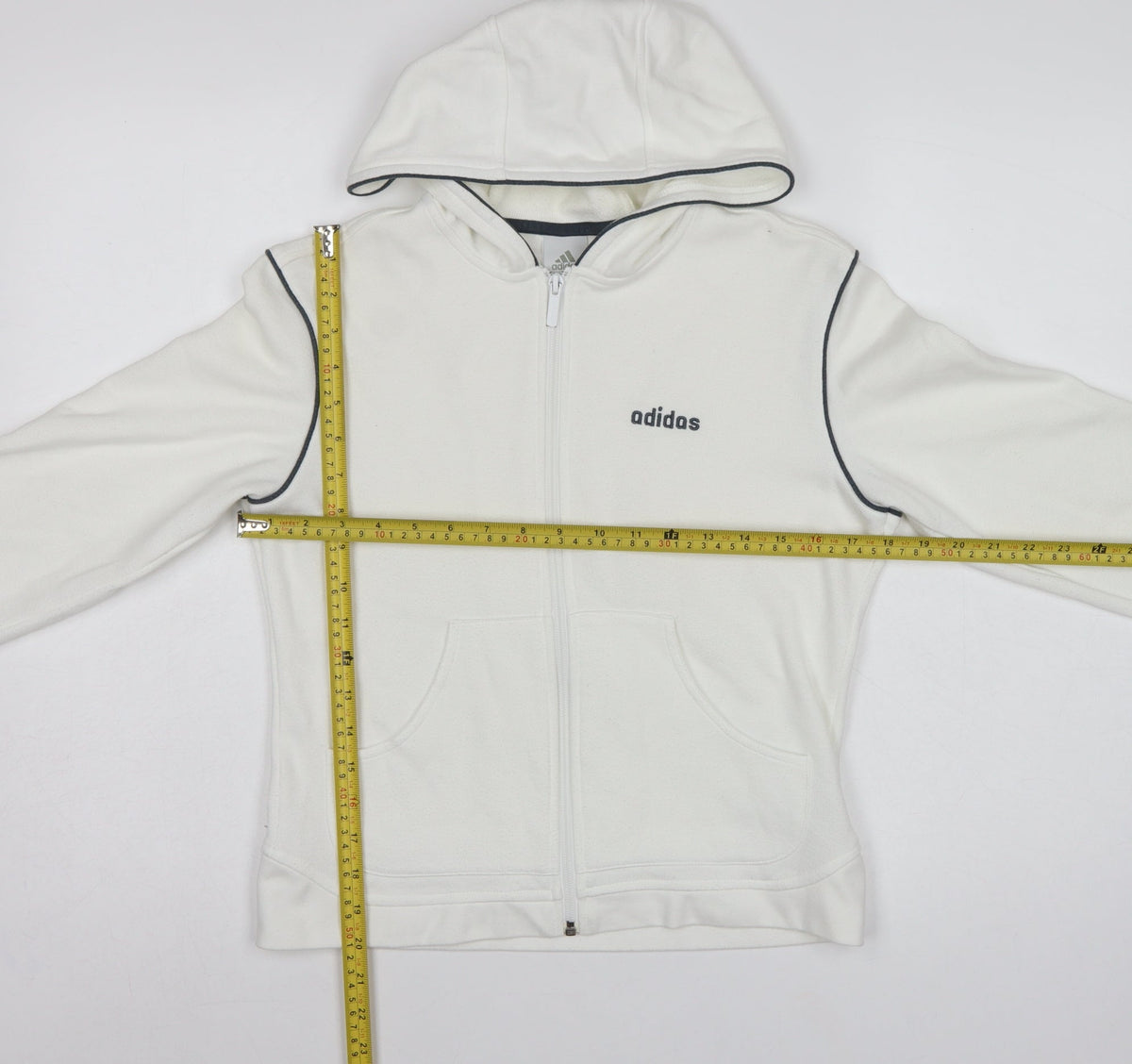 Adidas Women’s White UK 12 Full Zip Hooded Fleece Hoodie