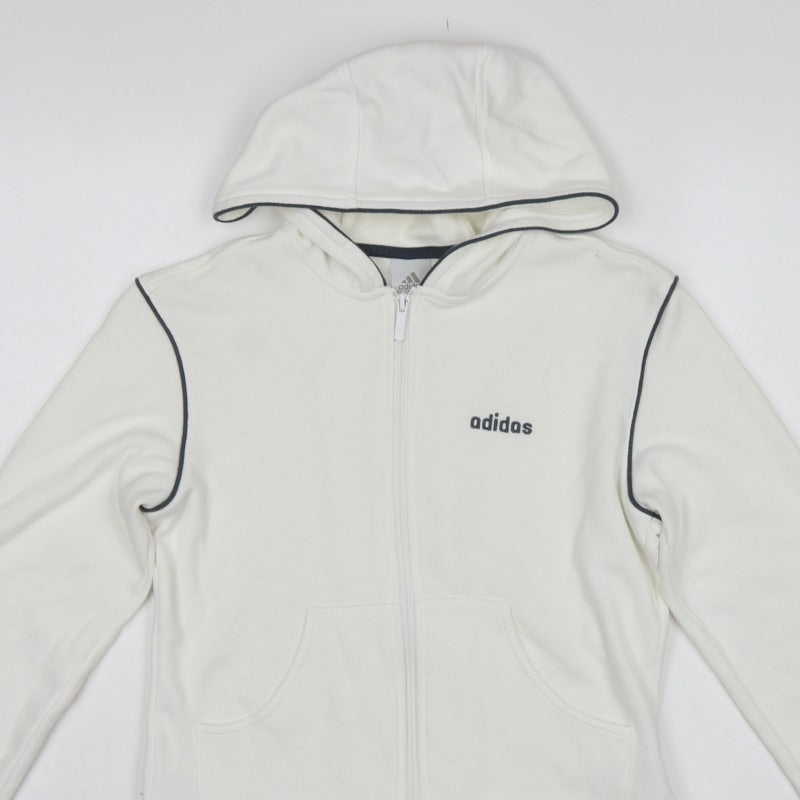 Adidas Women’s White UK 12 Full Zip Hooded Fleece Hoodie