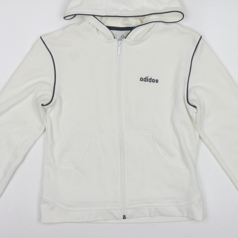 Adidas Women’s White UK 12 Full Zip Hooded Fleece Hoodie