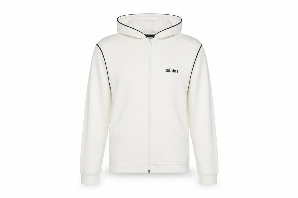 Adidas Women’s White UK 12 Full Zip Hooded Fleece Hoodie