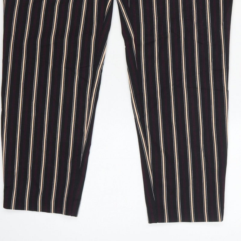Dorothy Perkins Women Black Stripe UK 14 Tapered Smart Trousers