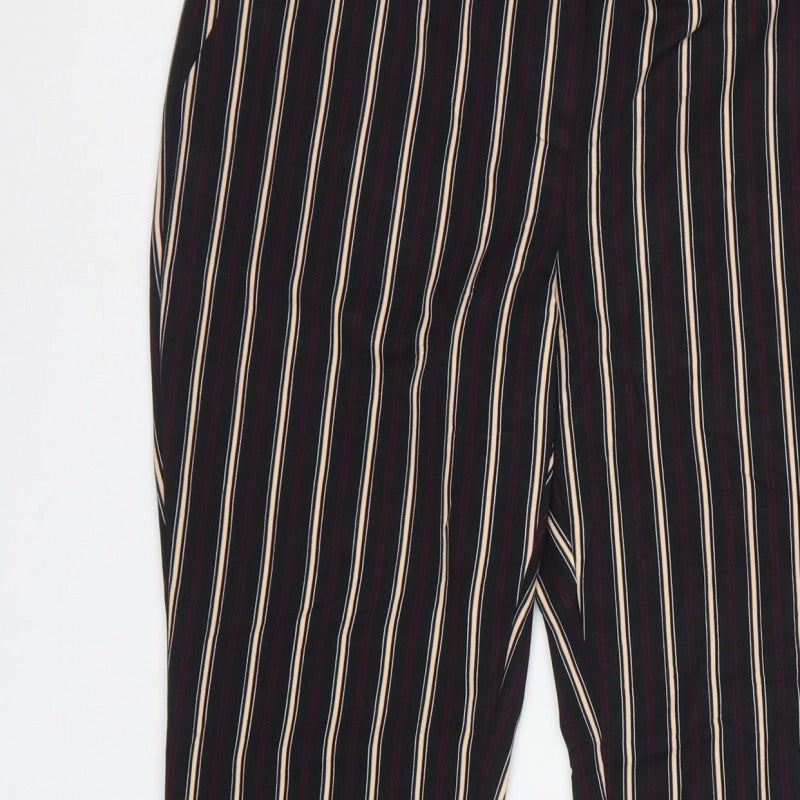 Dorothy Perkins Women Black Stripe UK 14 Tapered Smart Trousers