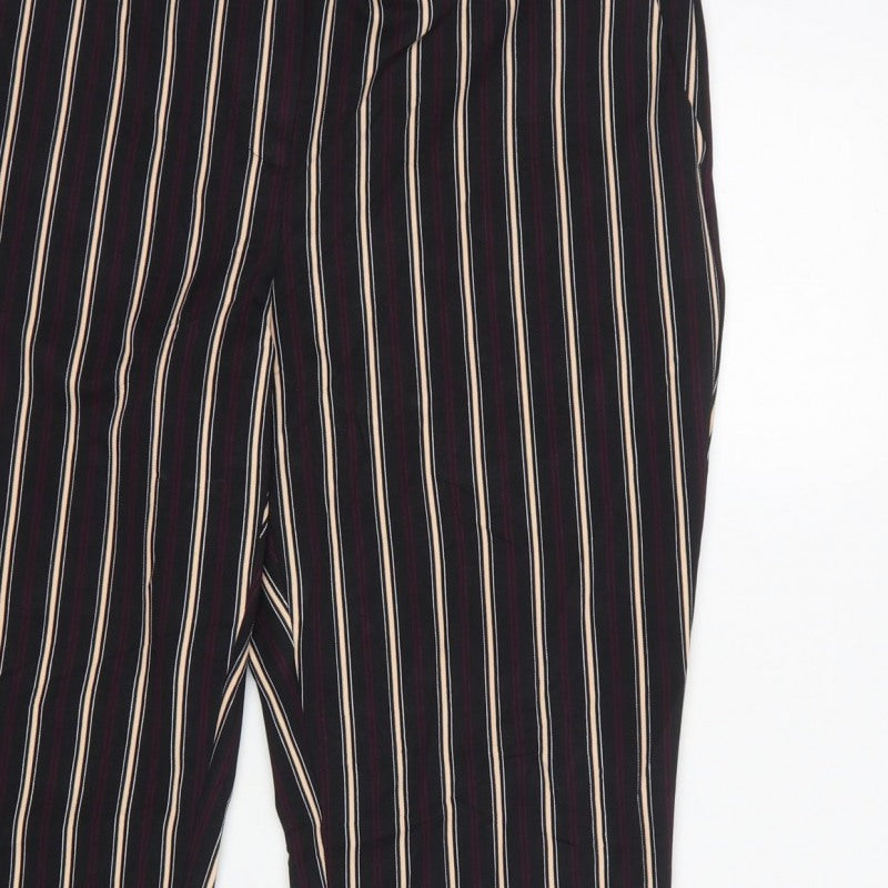 Dorothy Perkins Women Black Stripe UK 14 Tapered Smart Trousers